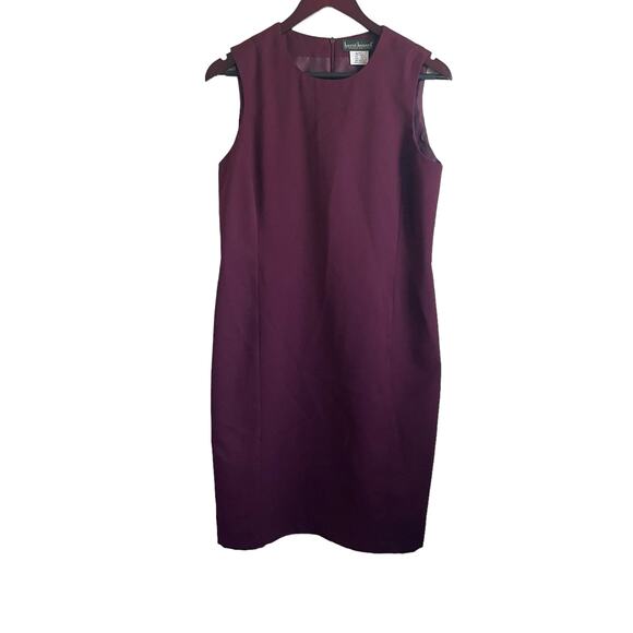 Harve Bernard Women Sheath Wool Dress 10 Maroon Sleeveless Workwear Career Chic - Picture 1 of 10